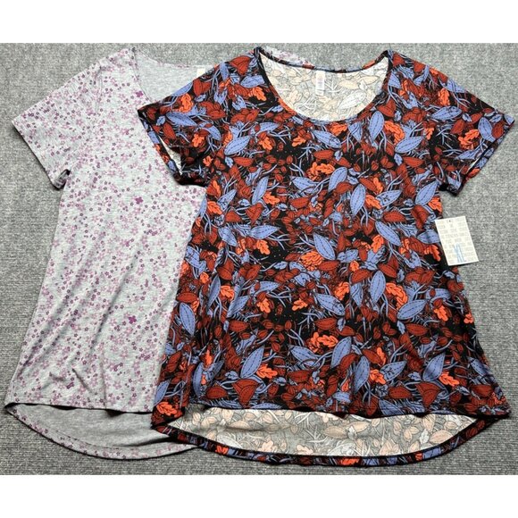 LulaRoe Lot of 2 Classic T-Shirt Womens XL Multicolor Floral Stretch New - Picture 1 of 7